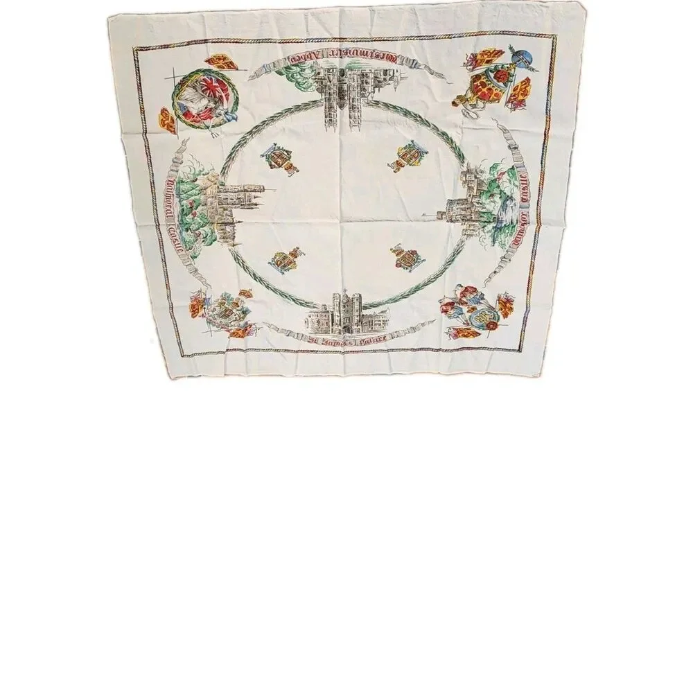 Royal Palaces Vintage Square Tablecloth ~46.25 X 42.5